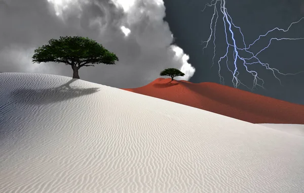 白色的沙漠天空中的闪电 — 图库照片