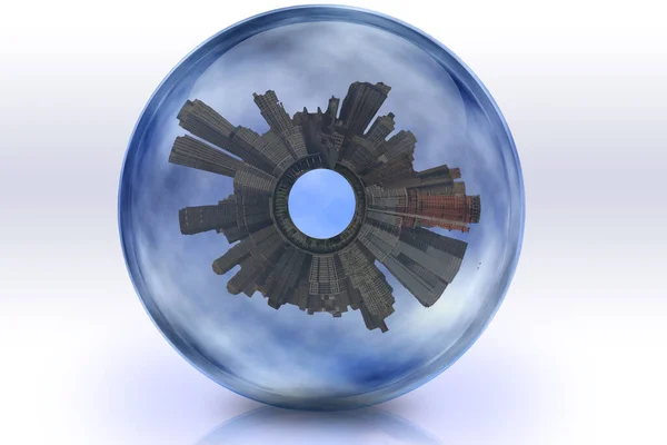 City Enclosed Glass Sphere Rendering — Stock Photo, Image
