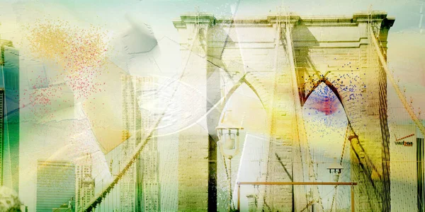 ニューヨーク ブルックリン橋 3Dレンダリング — ストック写真