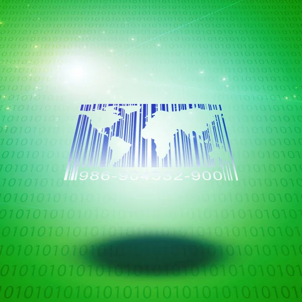 Binary Code World Map Bar Code — Stock Photo, Image