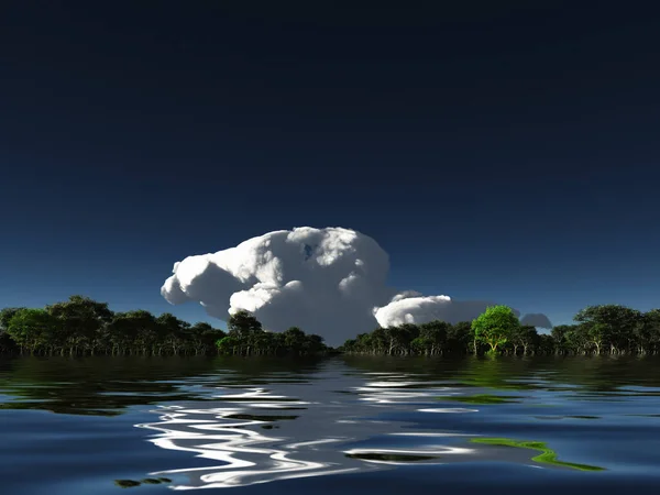 Cloud Water Horizon Rendering — Fotografia de Stock