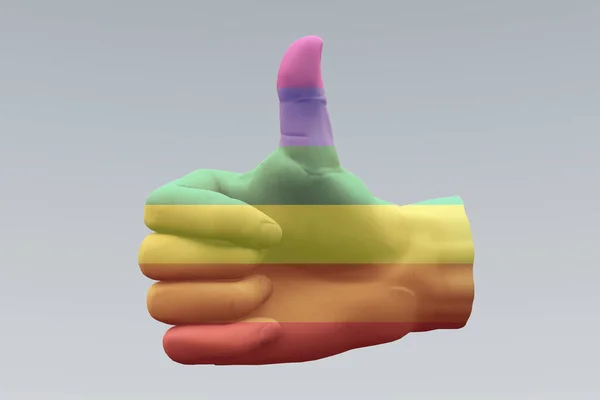Thumbs Rainbow Hand Sign Rendering — Stock Photo, Image