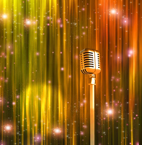 Классический Микрофон Красочными Шторами — стоковое фото
