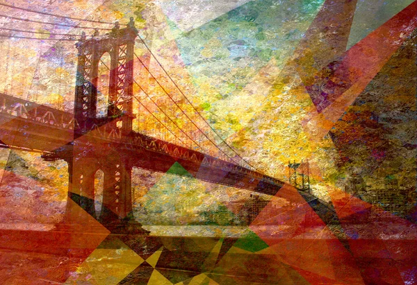 Puente Manhattan Paisaje Pictórico —  Fotos de Stock