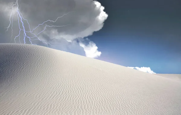 Beyaz Çöl Gökyüzündeki Şimşek — Stok fotoğraf