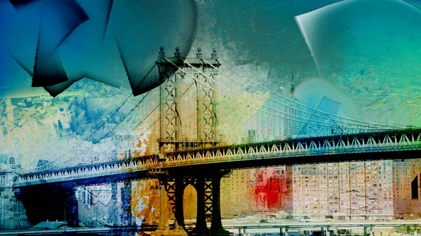 Manhattan Bridge Paesaggio Pittorico — Foto Stock