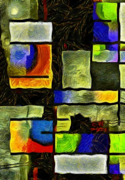 Abstrakte Malerei Mondrianischer Stil — Stockfoto