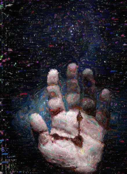 Abstract Painting Palm Clock Hand — Stock Photo, Image