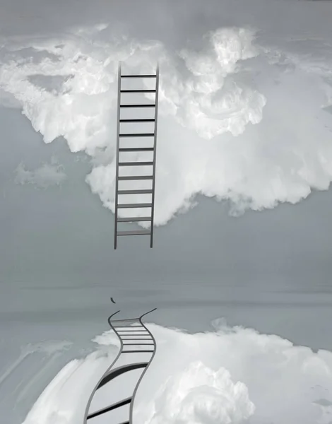 Ladder Flood Surreal Art Rendering — 图库照片