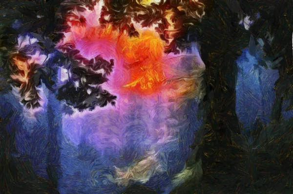 Лесной Рассвет Яркими Красками — стоковое фото