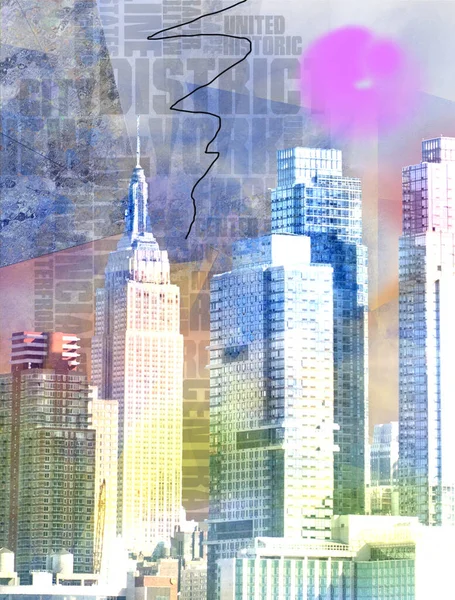 Manhattan Colorful Painted Background Rendering — 图库照片