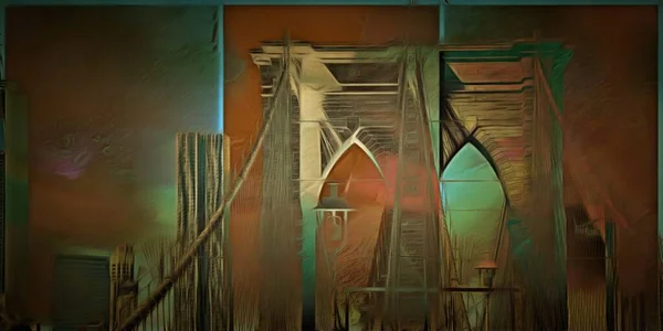 Moderne Malerei Brooklyn Brücke — Stockfoto