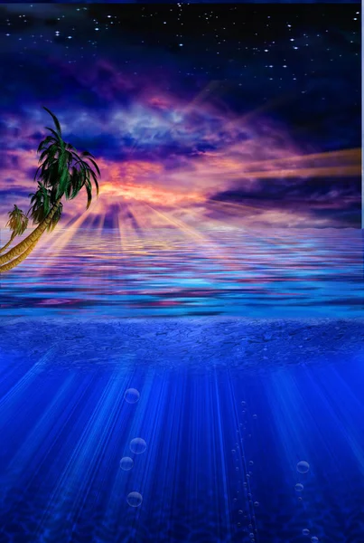 Sunset Paradise Rendering — Fotografia de Stock