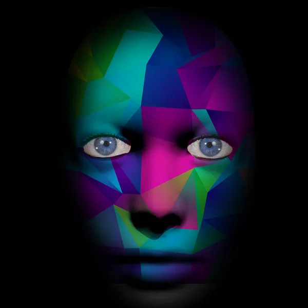 Colorful Human Face Rendering — Stockfoto