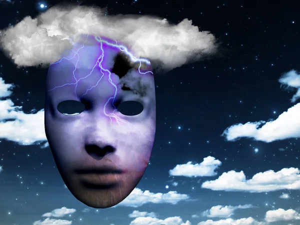 Mask Lightning Cloudy Sky — Stock Photo, Image