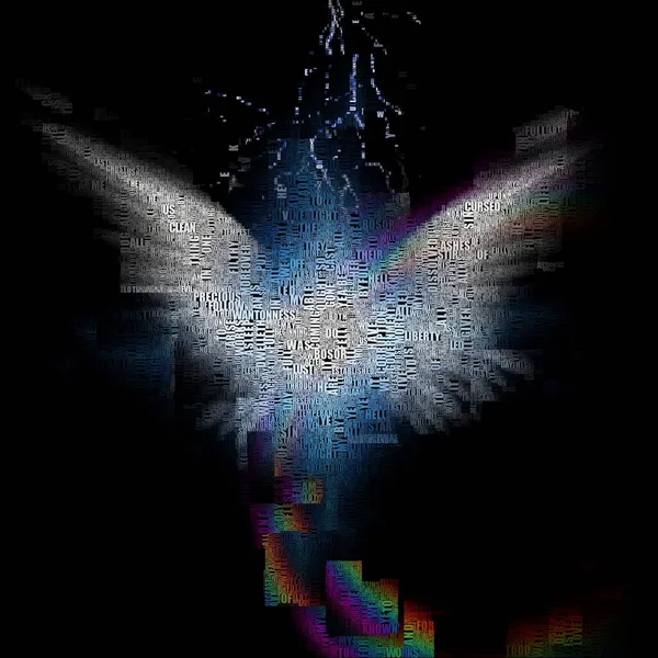 天使の翼抽象的 言葉で構成されるイメージ — ストック写真