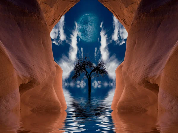 Surreal Cave View Rendering – stockfoto