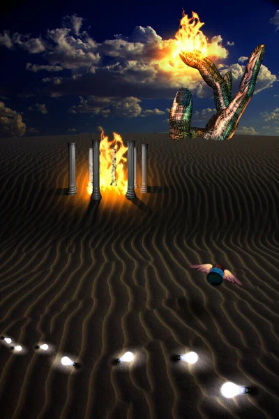 Szlak Pomysł Żarówki Pustyni Ogień Świątyni — Zdjęcie stockowe