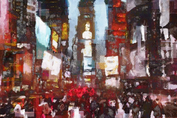 Times Square Surreal Painting Rendering — Stock Photo, Image