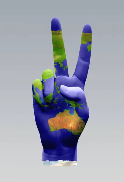 Australia Azja Znak Pokoju Ręka Renderowanie — Zdjęcie stockowe