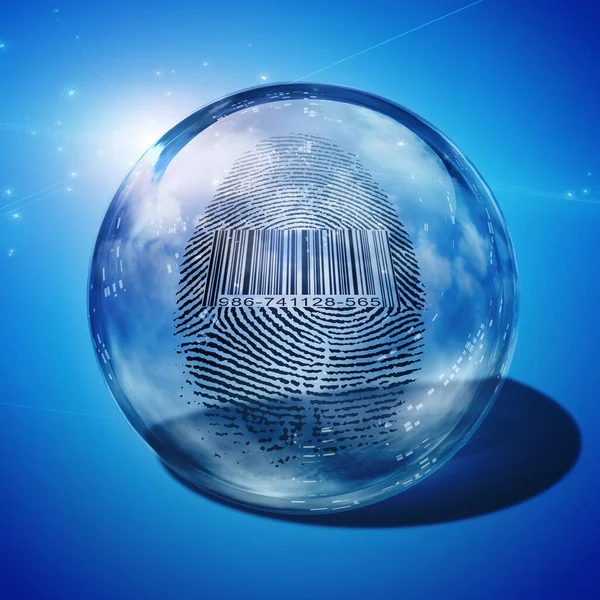 Barcode Fingerprint Enclosed Glass — Stock Photo, Image