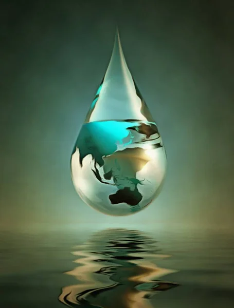 Water Druppel Wereld Weergave — Stockfoto