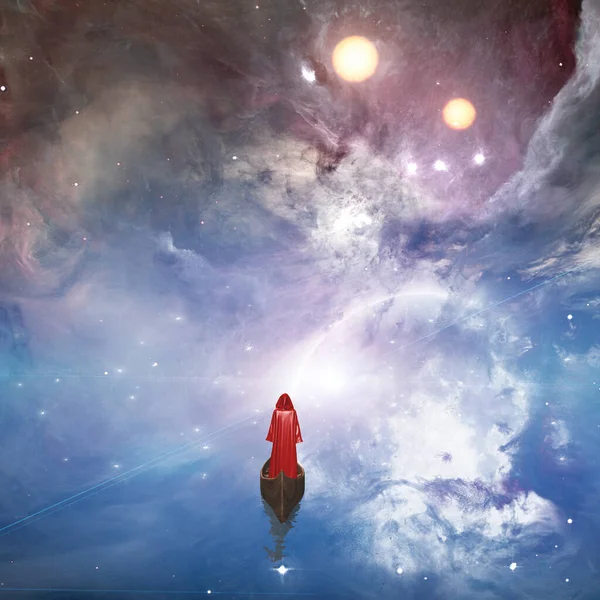 Figurka Červeném Plášti Vesmíru — Stock fotografie