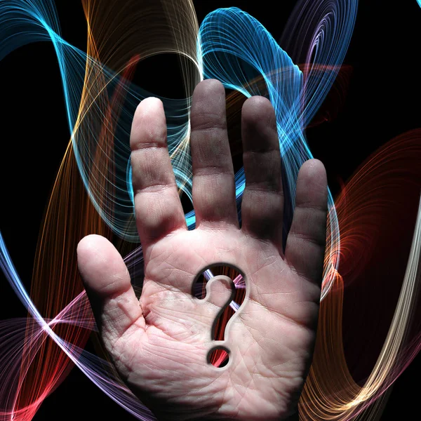 Hand Question Mark Rendering — Stock Photo, Image