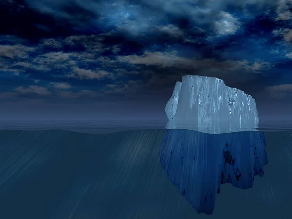 Iceberg Noite Renderização — Fotografia de Stock