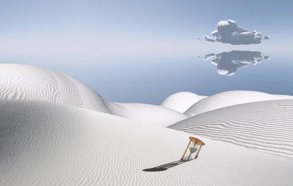 Surreale Deserto Bianco Con Clessidra — Foto Stock