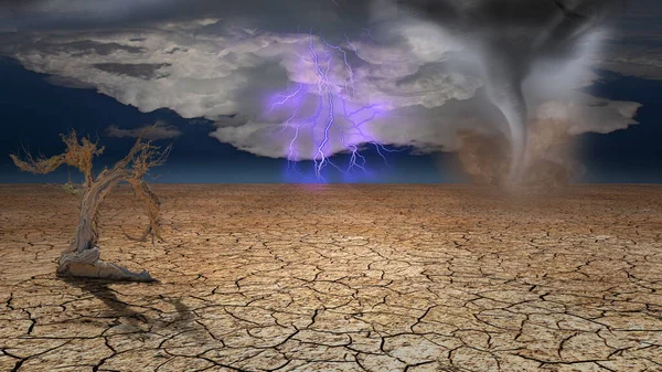 Storm Rages Desert Rendering — Stockfoto