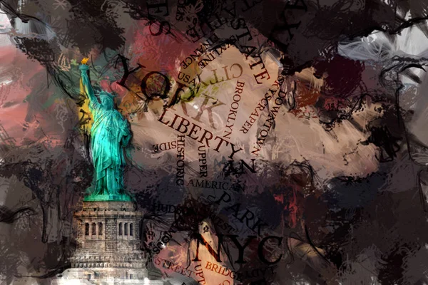 New York Panoraması. Modern sanat. 3B görüntüleme