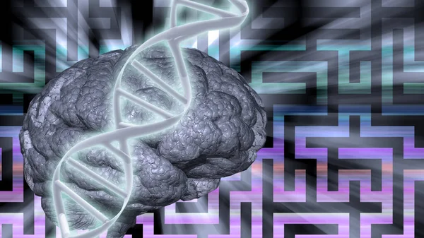 Dna Brain Puzzle Modern Digital Art — Stock Photo, Image