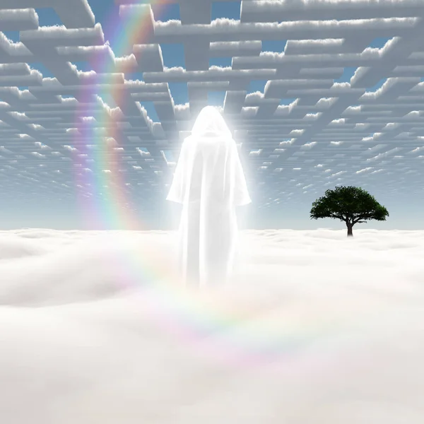 ปภาพในเส อคล องแสงย นอย บนสนามของเมฆ — ภาพถ่ายสต็อก