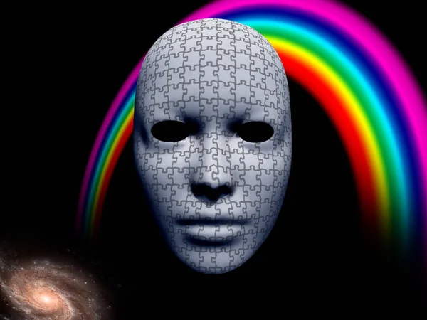 Puzzle Piece Face Rainbow — Stock Photo, Image
