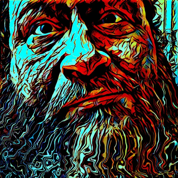 Digital Illustration. Man with beard