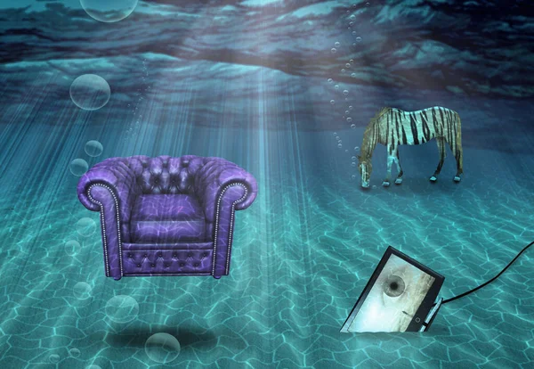 Fantasy Underwater Scene Surreal Art — Stok fotoğraf