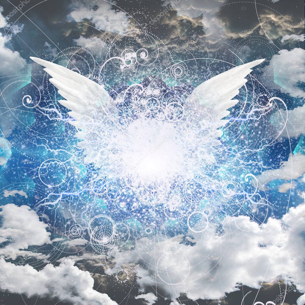 Angel winged star. 3D rendering