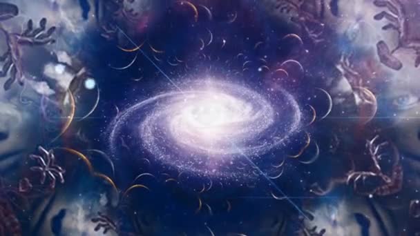 Portale Spaziale Universo Vivido Con Nebulose Galassia — Video Stock