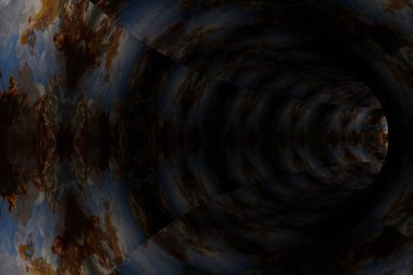 Soyut tünelde meleklerin olduğu klasik resim. 3d oluşturma.