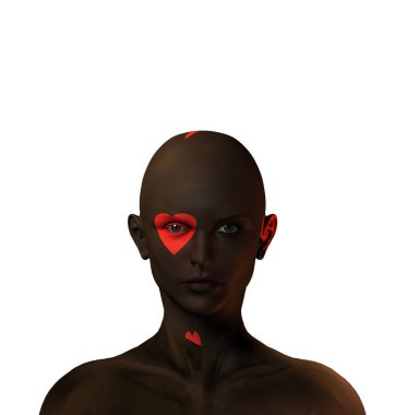 Surreal modern art. 3d render of a female face