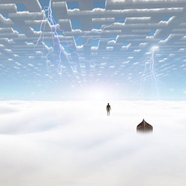 Kış manzarasında bir adamın 3D görüntüsü