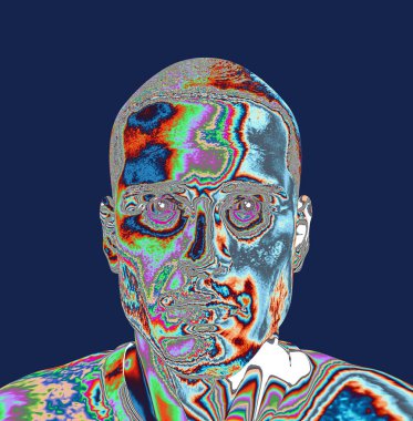 soyut renkli arkaplan ve erkek yüzü 