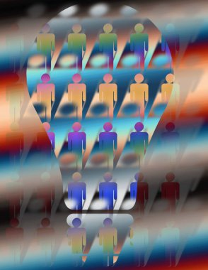 insan siluetleri ile parlak arkaplan 