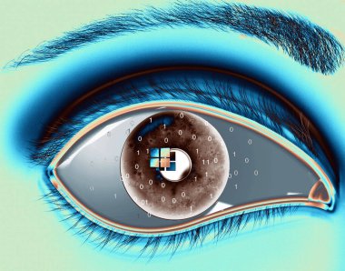 eye lens reflection with green glitter