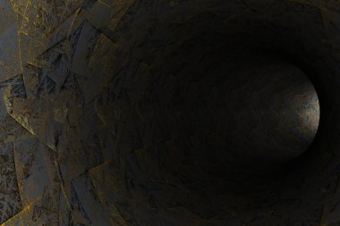 Soyut mozaik tüneli. 3d oluşturma.