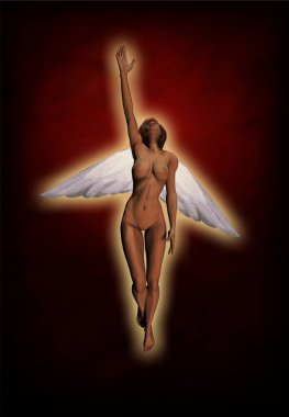 3d illustration of a angel with naked body