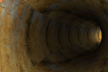 Çatlak tünel duvarı. 3d oluşturma.