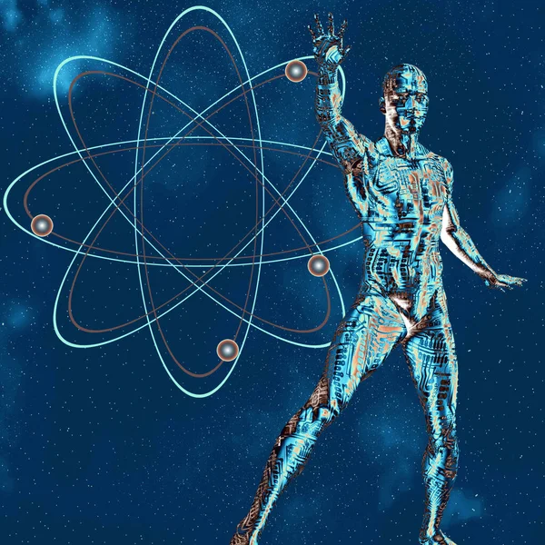 Konceptualny Atom Futurystyczny Streszczenie Kolor Tło — Zdjęcie stockowe