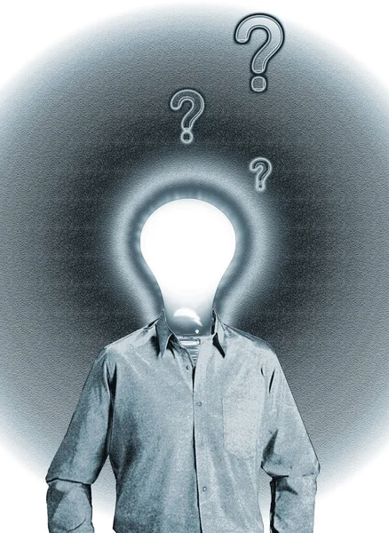 Abstract Thoughts Art Wallpaper Man Light Bulb Idea — стоковое фото